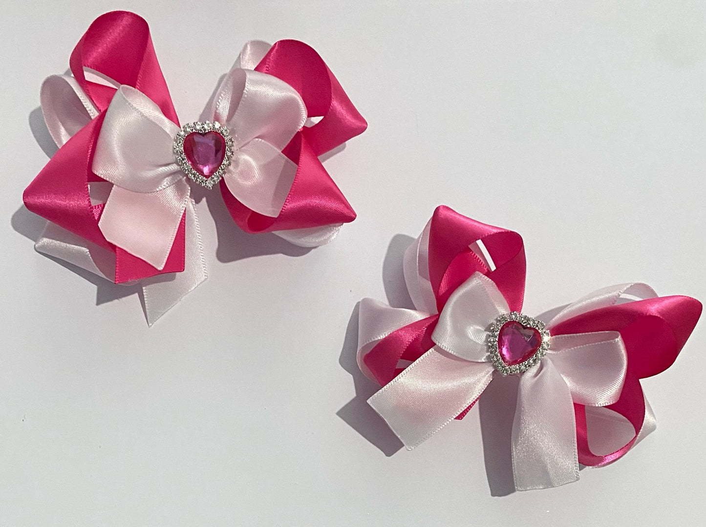 Hot pink and white hair bow clip