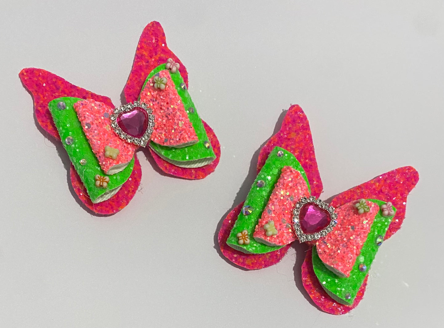 Neon butterfly hair bow clip