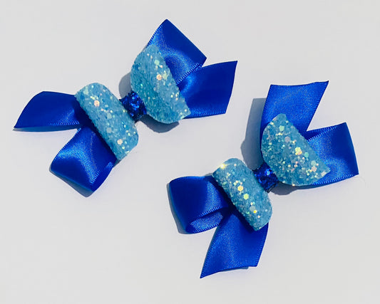 Pair of glitter and ribbon clips