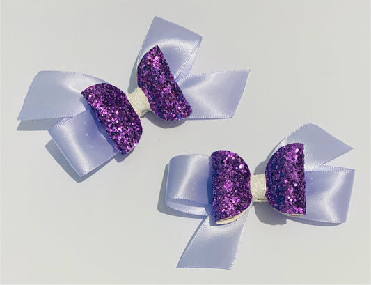 Pair of glitter and ribbon clips