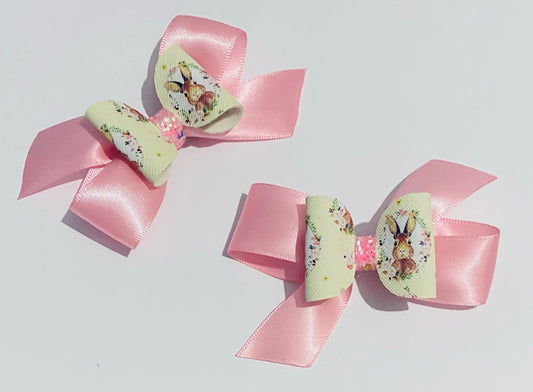 Pair of glitter and ribbon clips