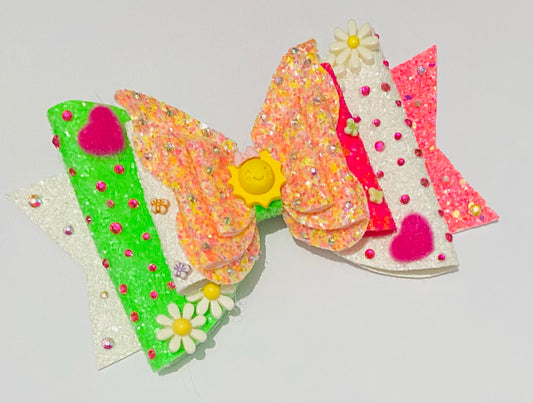 XL Colourful glitter hair bow clip