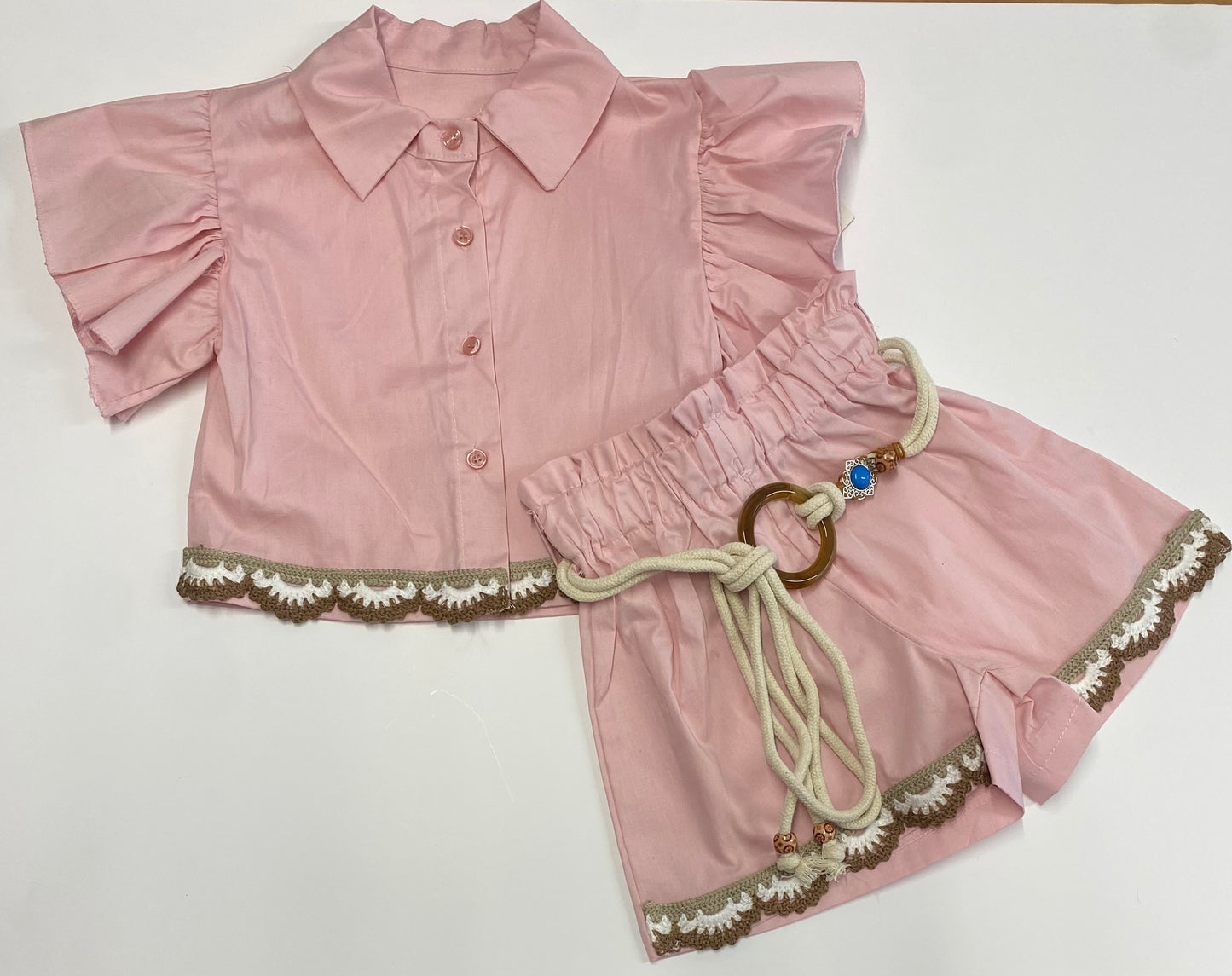 Pink shirt and shorts set