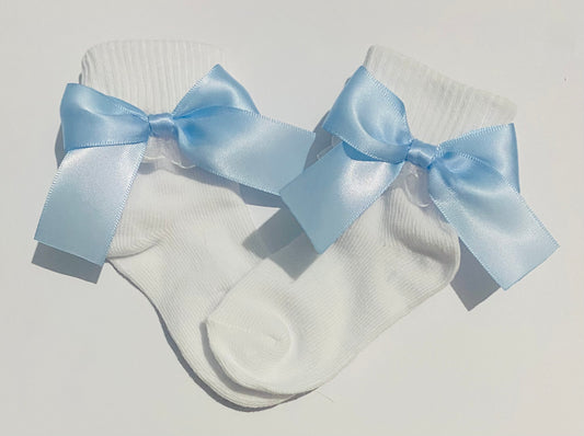 Bow socks - baby blue