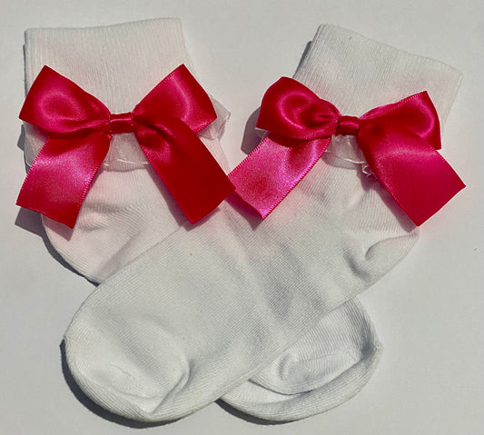 Bow socks - Hot pink