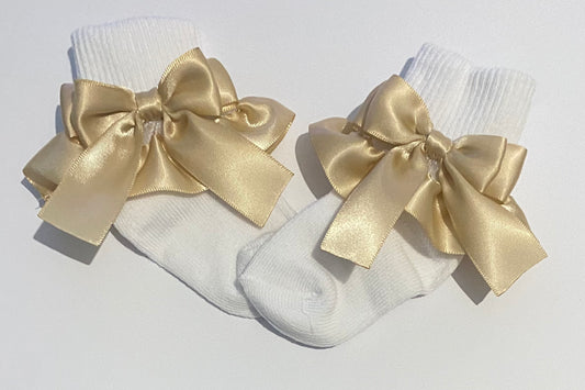 Frilly bow socks - Beige