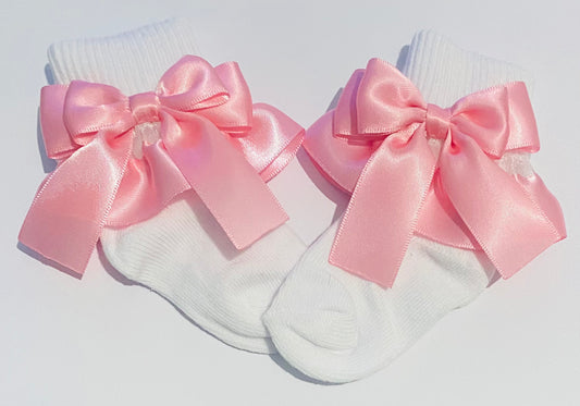 Frilly bow socks - pink