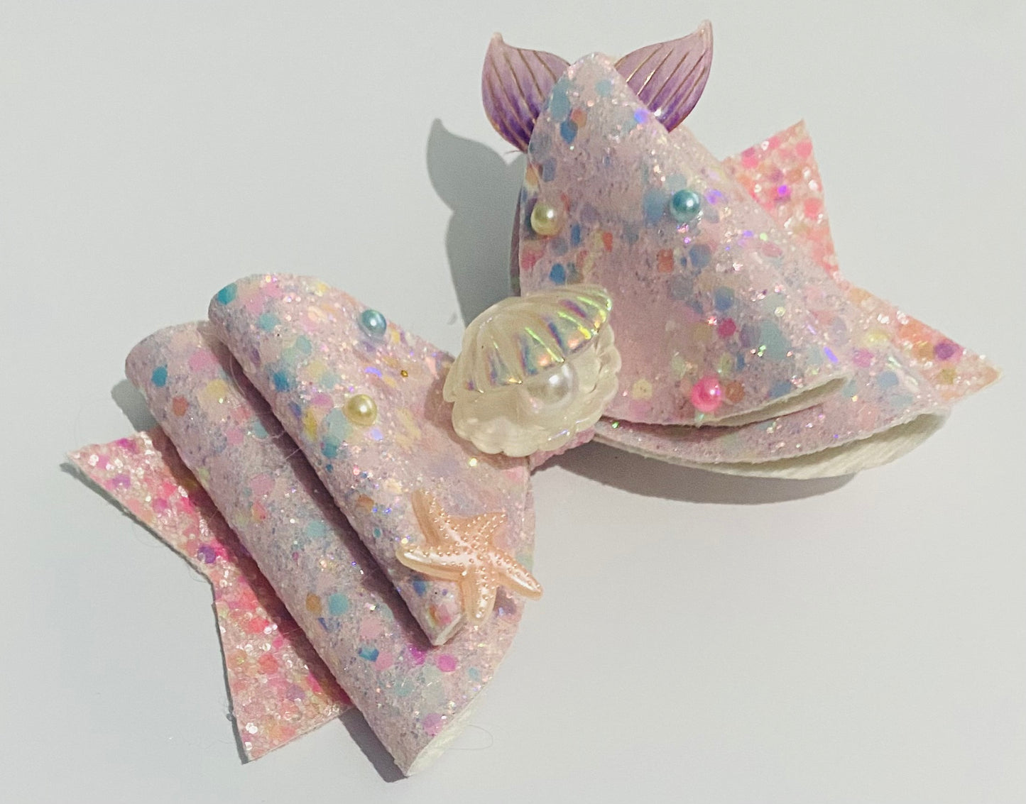 Mermaid theme hair bow clip