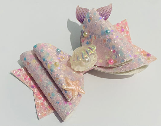 Mermaid theme hair bow clip