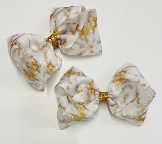 Giant hair bow - gold marble